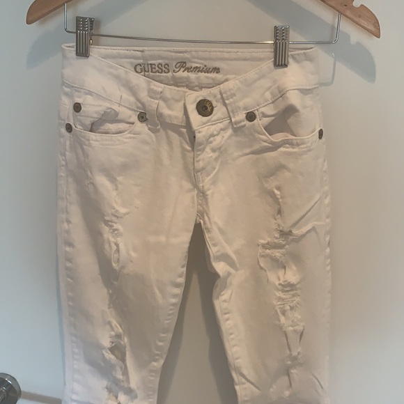 Guess vintage low rise white ripped Jeans - Picture 3 of 5